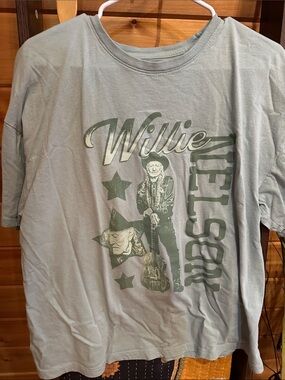 Zion Willie Nelson Light Sage Graphic Tee 100% cotton